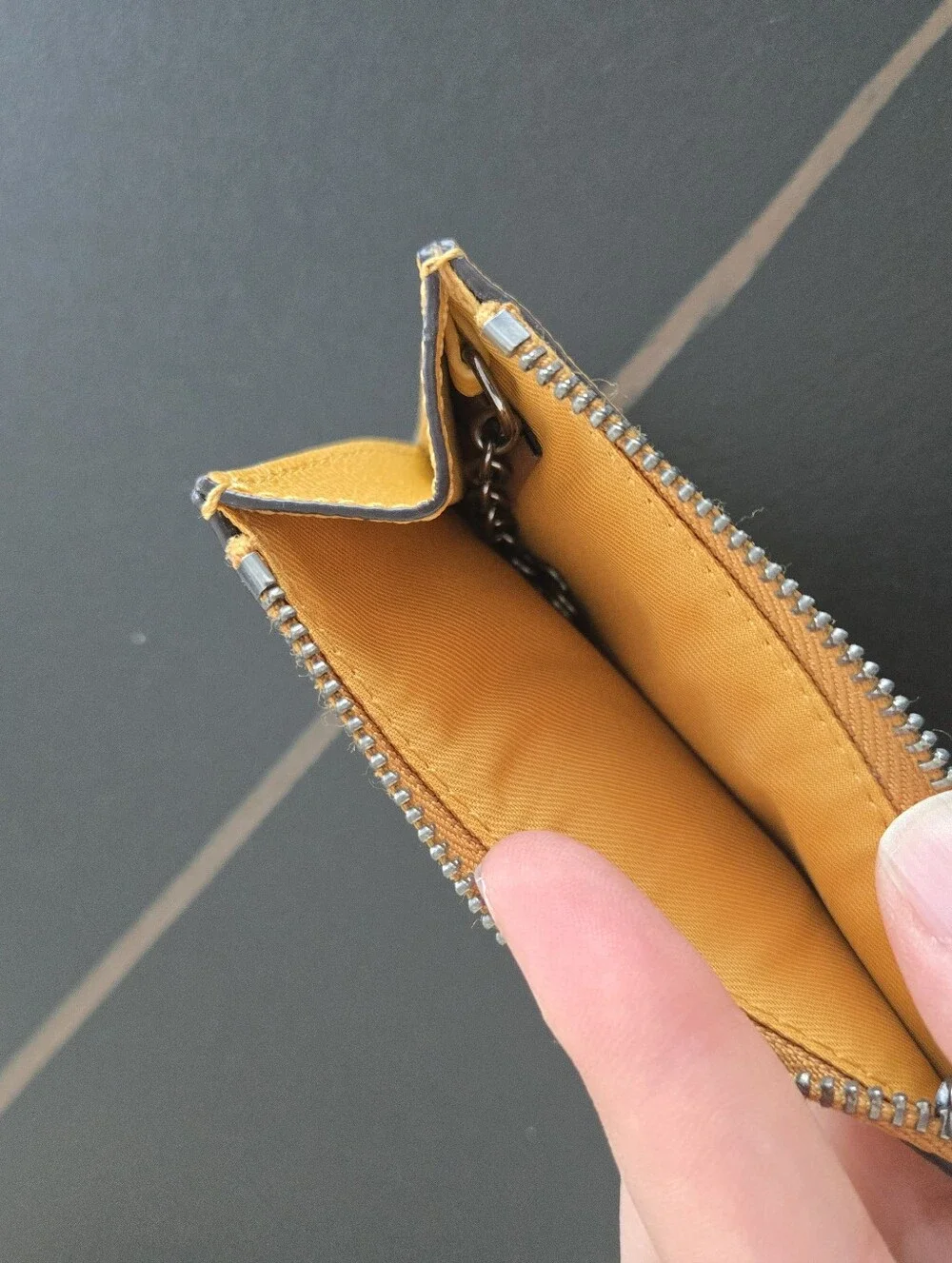Coach Mustard Yellow Leather Zip Card Wallet